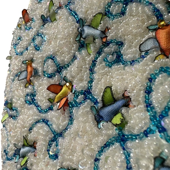 Beaded White and Multicolor airplane theme Clutch - Picture 3 of 4